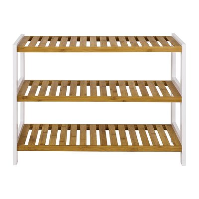 Etagère à chaussures en bambou et décor blanc - H55 cm CALICOSY