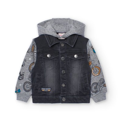 Veste en jean à capuche et manches fantaisie BOBOLI