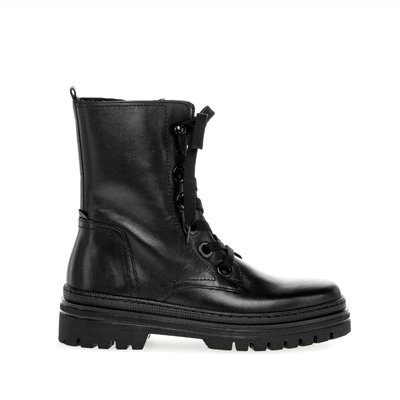 Bottine à lacets en cuir lisse à talon décroché GABOR