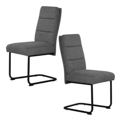 Chaise à dossier haut en tissu gris (lot de 2) LOMBARDIE PIER IMPORT