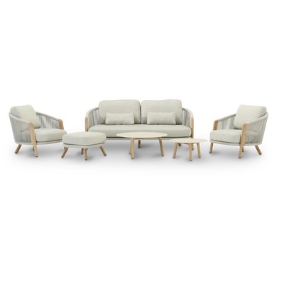 Salon de jardin 5 places, bois, CAPRI DEFORA HOME