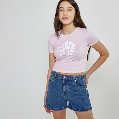 T-shirt cropped imprimé devant LA REDOUTE COLLECTIONS