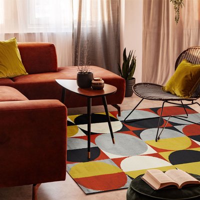 Tapis lumineux effet laineux  motifs cercles THE DECO FACTORY
