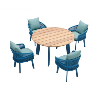Ensemble repas de jardin en teck et aluminium 4 places, LASKA AU JARDIN DE CHLOÉ