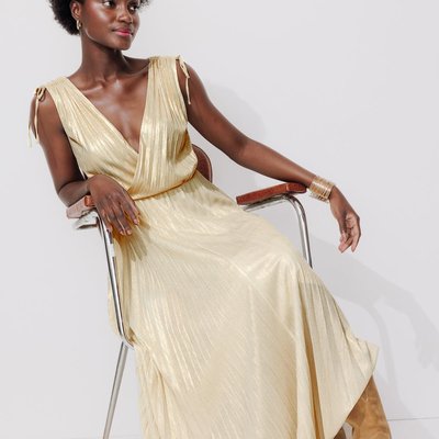 Robe midi lamée plissée PROMOD