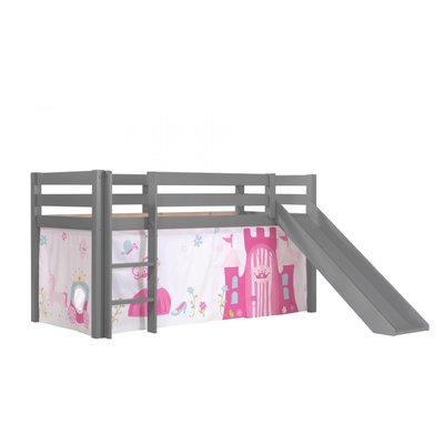 Lit Enfant Surélevé Avec Toboggan Pino + Rideau de lit princess VIPACK