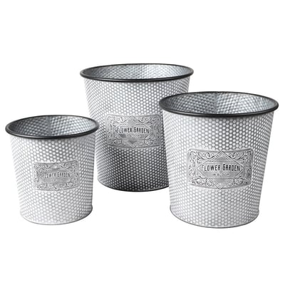 Lot de 3 cache pots seau métal Bloom DECORATIE