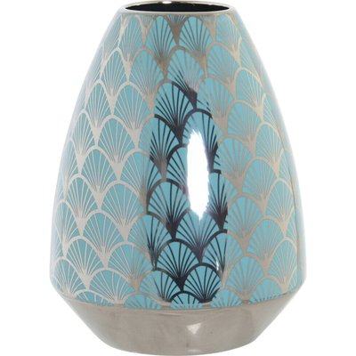 Vase porcelaine  finition chromée style oriental RECOLLECTION