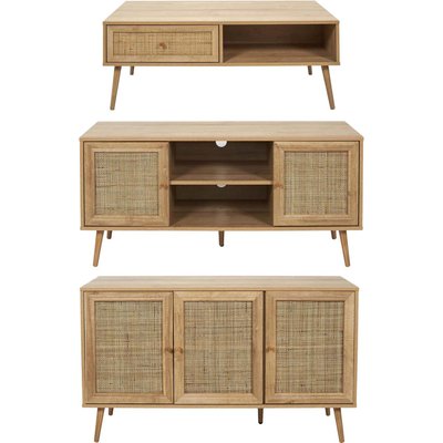 Set buffet 3 portes + meuble TV en bois 2 portes et table basse 1 tiroir Bali CMP