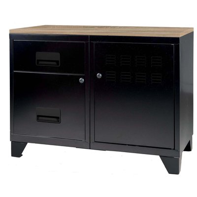 Meuble rangement métal 1 porte 2 tiroirs Noir mat PIERRE HENRY
