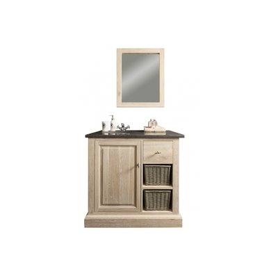 Meuble simple vasque plan en pierre et miroir L90 (ensemble) - VÉRONE HELLIN, DEPUIS 1862