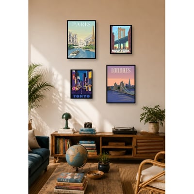 Pack d'affiches encadrées – Illustrations du monde L'AFFICHERIE