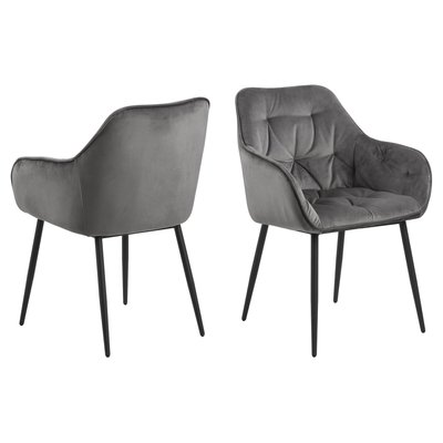 Lot de 2 Chaises de salle à manger Florie avec accoudoirs effet velours TOILINUX