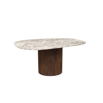 Table à manger en bois de manguier et en marbre AGNES MADE IN MEUBLES 