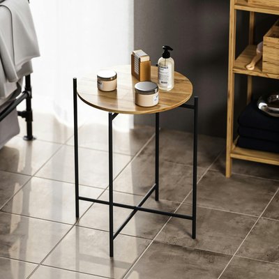 Petite table en bois ronde - structure métal noir JENA PIER IMPORT