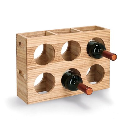 Range bouteilles de vin bois d'hévéa ZELLER PRESENT