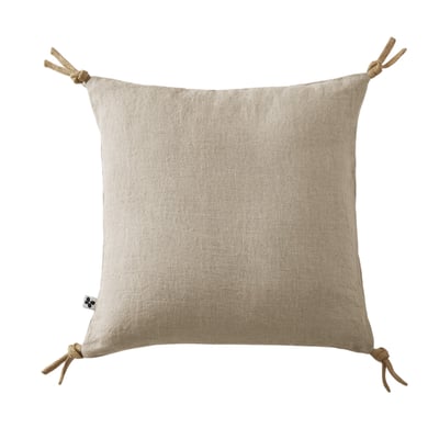 Coussin pompons lin lave 45 x45 cm Soline naturel EDEN
