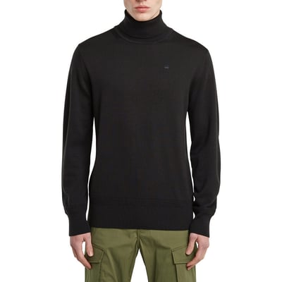 Pull en laine noir uni avec une coupe droite et logo iconique G-Star RAW