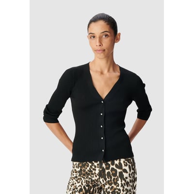 Cardigan col V tricot côtelé boutonné IKKS