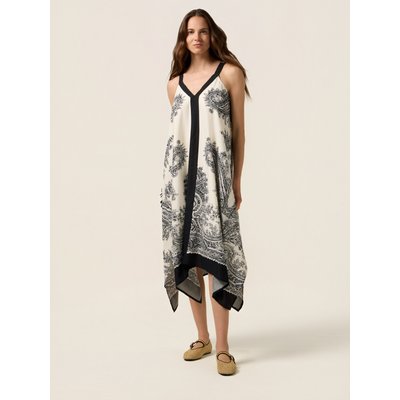 Robe sans manches réalisée en satin de viscose fantaisie OLTRE