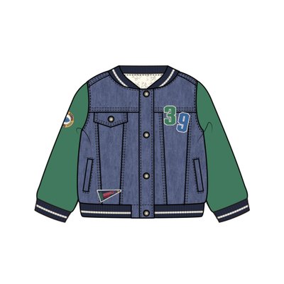 Veste en jean avec manches fantaisie et imprimé BOBOLI