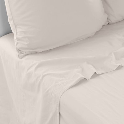 Drap de lit pur coton lavé biologique SOUFFLE CARRE BLANC