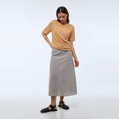Jupe midi rayée en lin coton MONOPRIX