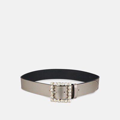 Ceinture en cuir à boucle carrée et strass ALMA EN PENA