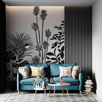 Papier peint panoramique pour jardin zen avec des plantes - 510x260 cm (l x h) LA TOUCHE ORIGINALE