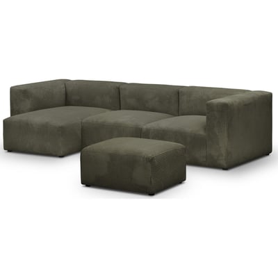 Canapé d'angle à gauche modulable 4 places en velours côtelé + pouf - MODULO HOMIFAB