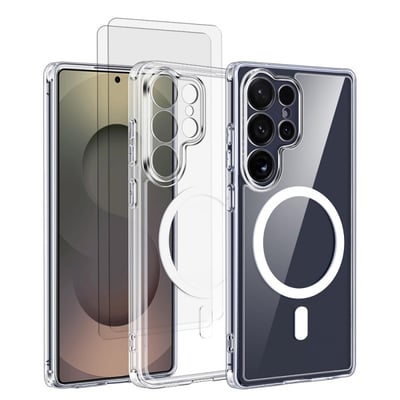 Coque Anti-choc Magnétique compatible Magsafe pour Galaxy S25 Ultra Transparente + 2 vitres EVETANE