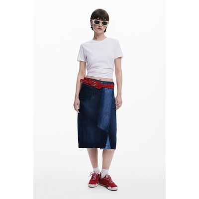 Jupe midi en jean croisée DESIGUAL