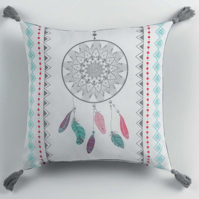 Coussin Indila Blanc/Menthe 40cm DOUCEUR D'INTÉRIEUR