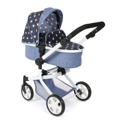 Poussette pour poupée combinée 2 en 1 Mika Bleu marine avec étoiles BAYER CHIC 2000
