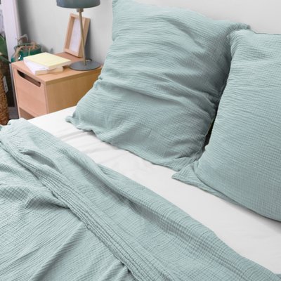 Drap plat en gaze de coton, SIMPLEMENT GAUFRÉ BLANC CERISE