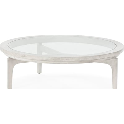 Table basse ronde en cèdre et verre RECOLLECTION