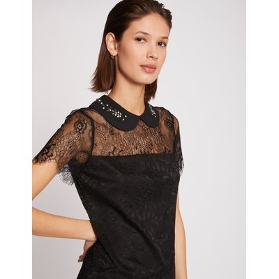 Blouse manches courtes dentelle fente MORGAN