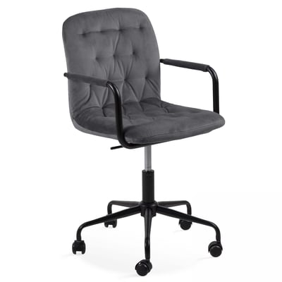 Fauteuil de bureau en velours assise capitonnée, MATT OVIALA