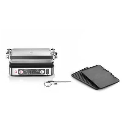 Grille-viande CG9160 inox 2 zones de cuissson, plaques amovible, sonde, 37x23 cm BRAUN