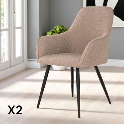Fauteuil de table en bouclette beige (lot de 2) SAVONE PIER IMPORT