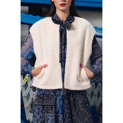 Veste sans manches oversize, en maille bouclette LILI SIDONIO