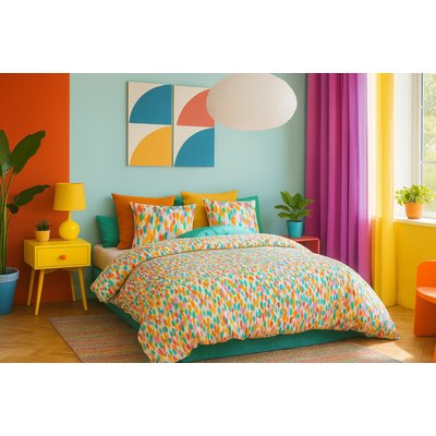 Parure imprimée avec housse de couette et taie(s) en coton, Poppy C DESIGN HOME TEXTILE
