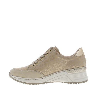 Baskets basses argentées à semelle compensée avec lacets plats et zip latéral RIEKER