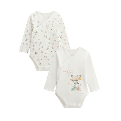 Lot de 2 bodies bébé manches longues ouverture croisée Baby Panda PETIT BEGUIN