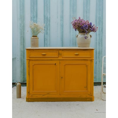 Buffet en bois jaune moutarde Gilbert N°1908 - Bon état DEBONGOUT