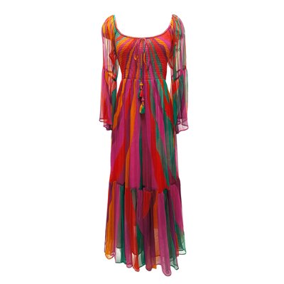 Robe longue imprimée manches 3/4 évasée TAROUDANT DERHY