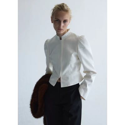 Veste jacquard à col officier MANGO