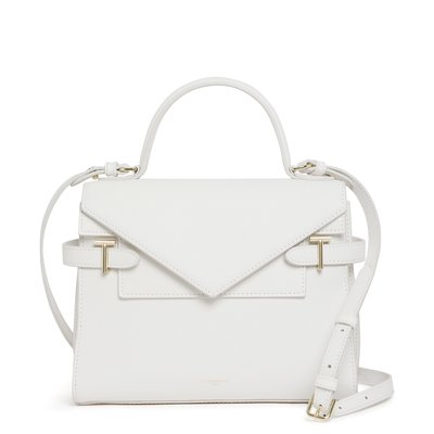 Sac à main double rabat moyen modèle en cuir signature T EMILIE LE TANNEUR