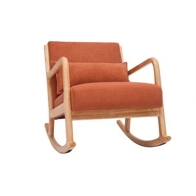 Rocking chair scandinave en tissu effet velours et bois clair massif DERRY MILIBOO