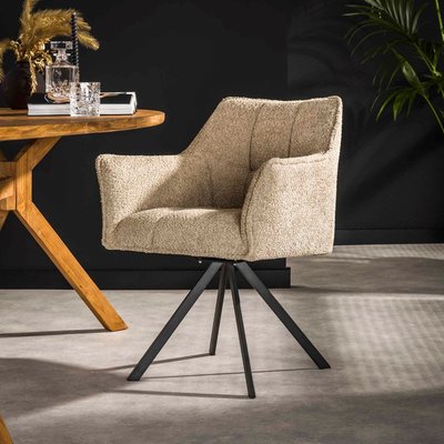 Fauteuil pivotant de table en bouclette sable (lot de 2) MELBOURNE PIER IMPORT